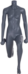 Grey Headless Athletic Female Mannequin - Lungeing with Weights