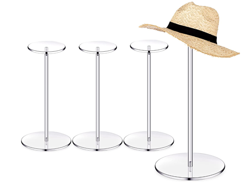 4 Pack Acrylic Hat Wig Stands Displays - 12 inch