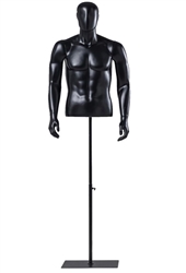 Black Abstract  Male Torso Display Form - Straight Arms