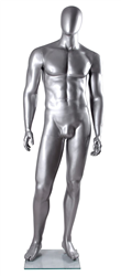 Matte Silver Male Egghead Mannequin - Stylish and Modern Display Option for Your Retail Store