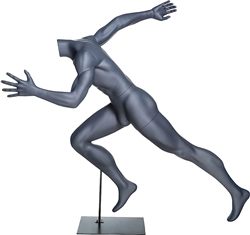 Headless Athletic Male Sprinting Mannequin - Matte Grey