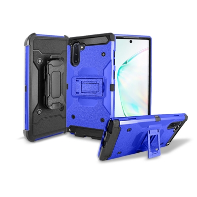 Samsung Galaxy Note 10 Holster Belt Clip Super Combo Hybrid Kickstand Case CB7C Blue