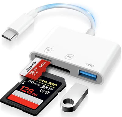 High Speed USB C Connector, Digital Memory Card Reader with SD / Micro SD / USB-A 3 Slots, for SD Memory Card, Camera Micro TF Card and USB Flash drive
