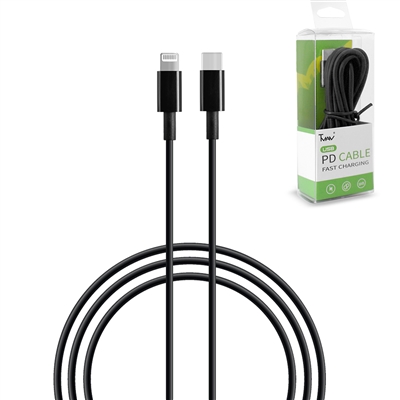 For USB-C to iPhone Cable 6 ft Fast Charging 18W USB Cable Black
