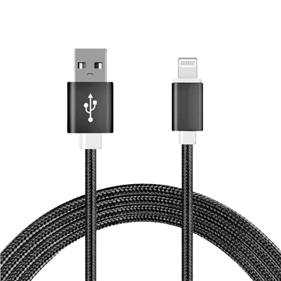 DC03-iPhone  iPhone ( 6 ft ) Braided Nylon Date Sync Charging Cable Black