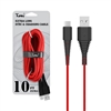 For Type C/ USB C Braided Nylon Cable 10 ft Red