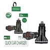 60W PD 30W + PD 30W DUAL TYPE-C + USB-A OUTPUTS QUICK CAR CHARGER ADAPTER BLACK