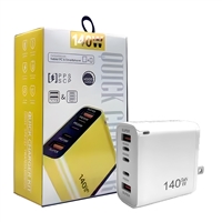140W PD Quick Charge Adapter;  FAST CHARGER; TRAVAL CHARGER; USB-C ADAPTOR; USB-C + UAB-A ADAPTOR