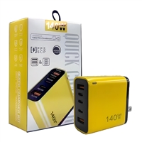 140W PD Quick Charge Adapter;  FAST CHARGER; TRAVAL CHARGER; USB-C ADAPTOR; USB-C + UAB-A ADAPTOR