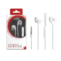 HF03-Silver 3.5mm Deluxe Stereo Earbuds Headsfree Integrated Volume Control