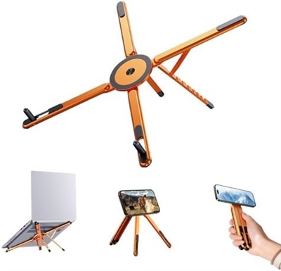 4-in-1 All Purpose Aluminum Foldable Adjustable Magsafe Stand for Cellphone, Tablet & Laptop, Tripod Compatible