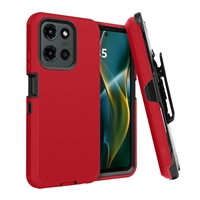 Motorola Moto G Stylus 5G 2025/2026 Shockproof Rugged Heavy Duty Clip Case HYB02C Red/Black
