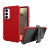 Samsung Galaxy S25 Shockproof Rugged Heavy Duty Clip Case HYB02C Red / Black
