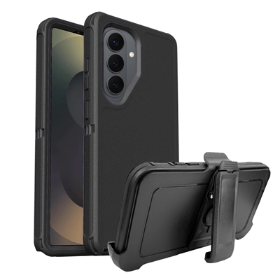 Samsung Galaxy S26 Plus Shockproof Rugged Heavy Duty Clip Case HYB02C Black / Black