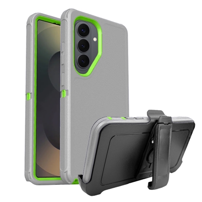 Samsung Galaxy S26 Plus Shockproof Rugged Heavy Duty Clip Case HYB02C Gray / Green