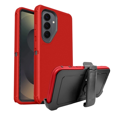 Samsung Galaxy S26 Plus Shockproof Rugged Heavy Duty Clip Case HYB02C Red / Black