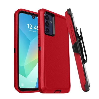 Samsung Galaxy A16 Shockproof Rugged Heavy Duty Clip Case HYB02C Red / Black