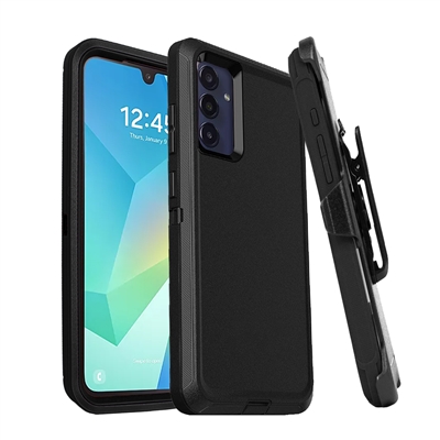Samsung Galaxy A17 Shockproof Rugged Heavy Duty Clip Case HYB02C Black / Black