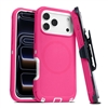 Apple iPhone 18 Pro Max Heavy Duty Armor Rugged Cover Case With MagSafe Wireless Charging Case Hot Pink / White