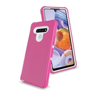 LG Stylo 6 Slim Defender Cover Case HYB12 Pink/White