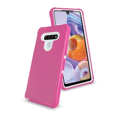 LG Stylo 6 Slim Defender Cover Case HYB12 Pink/White