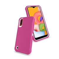 Samsung Galaxy A01 (A015) Slim Defender Cover Case HYB12 Pink/White