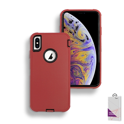 Apple iPhone Xs Max Slim Defender Cover Case HYB12 Red/Black
