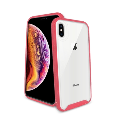 iPhone 8 Plus/ 7 Plus/ 6 Plus Paint splatter accent Synthetic rubber+Clear polycarbonate shell HYB31 Pink