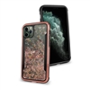 iPhone 11 (6.1") Liquid Glitter Quicksand Slim Chrome Edge Clear Back Cover Case HYB33G Rose Gold