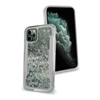 iPhone 11 (6.1") Liquid Glitter Quicksand Slim Chrome Edge Clear Back Cover Case HYB33G Silver