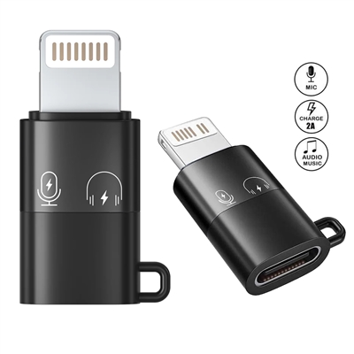 USB C Female to Lightning Male Adapter Black
