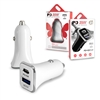 Quick Charger PD 25W USB-C + USB Car Auto Adapter White