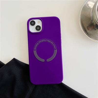 iPhone 14 6.1" Liquid Silicone Gel Skin Wireless Charging Case Purple