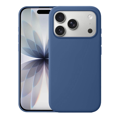 iPhone 17 Pro Max Liquid Silicone Gel Skin Wireless Charging Case Blue