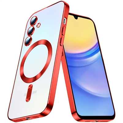 SAMSUNG GALAXY A17 WIRELESS CHARGING TPU CASE WITH CHROME EDGE & CAMERA COVER RED