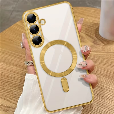 SAMSUNG GALAXY S26 WIRELESS CHARGING TPU CASE WITH CHROME EDGE & CAMERA COVER GOLD