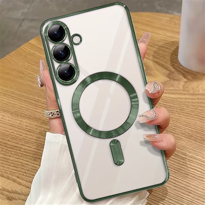SAMSUNG GALAXY S26 PLUS WIRELESS CHARGING TPU CASE WITH CHROME EDGE & CAMERA COVER GREEN