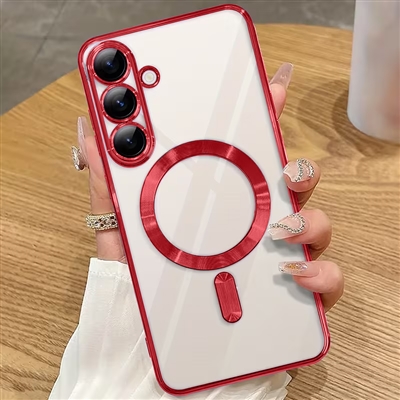 SAMSUNG GALAXY S26 WIRELESS CHARGING TPU CASE WITH CHROME EDGE & CAMERA COVER RED