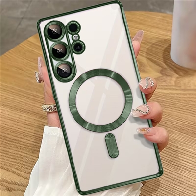 SAMSUNG GALAXY S26 ULTRA WIRELESS CHARGING TPU CASE WITH CHROME EDGE & CAMERA COVER GREEN