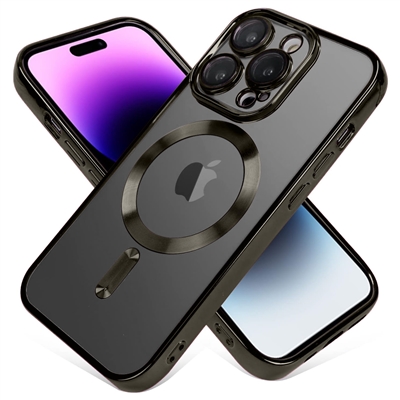 IPHONE 12 / IPHONE 12 PRO WIRELESS CHARGING TPU CASE WITH CHROME EDGE & CAMERA COVER BLACK