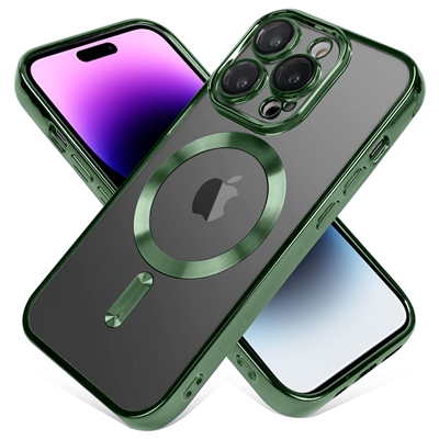 IPHONE 12 PRO MAX WIRELESS CHARGING TPU CASE WITH CHROME EDGE & CAMERA COVER GREEN
