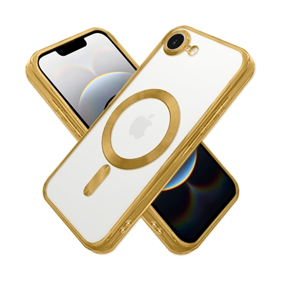 IPHONE 16E / 17E WIRELESS CHARGING TPU CASE WITH CHROME EDGE & CAMERA COVER GOLD
