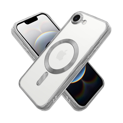 IPHONE 16E / 17E WIRELESS CHARGING TPU CASE WITH CHROME EDGE & CAMERA COVER SILVER