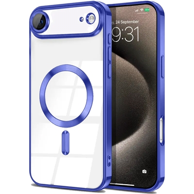 IPHONE 17 AIR WIRELESS CHARGING TPU CASE WITH CHROME EDGE & CAMERA COVER BLUE