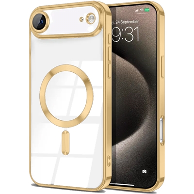 IPHONE 17 AIR WIRELESS CHARGING TPU CASE WITH CHROME EDGE & CAMERA COVER GOLD