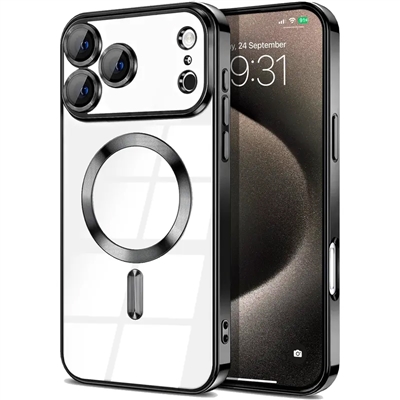 IPHONE 17 PRO WIRELESS CHARGING TPU CASE WITH CHROME EDGE & CAMERA COVER BLACK