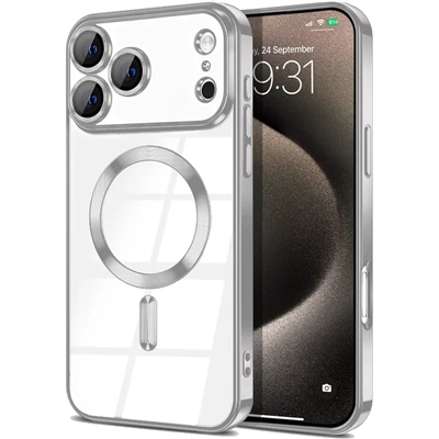 IPHONE 17 PRO WIRELESS CHARGING TPU CASE WITH CHROME EDGE & CAMERA COVER SILVER