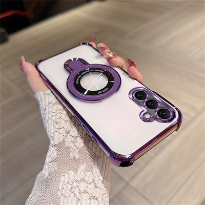 SAMSUNG GALAXY A17 Chrome Edge & Camera Cover TPU Case With Built-in Stand Compatible With MagSafe Purple