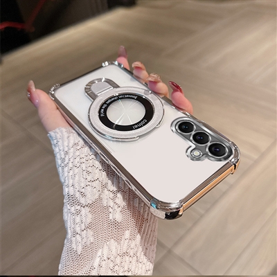 SAMSUNG GALAXY A17 Chrome Edge & Camera Cover TPU Case With Built-in Stand Compatible With MagSafe Silver