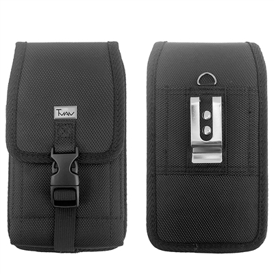 Vertical Nylon Rugged Pouch Case With Clip Black VP01-C MEGA / XXL